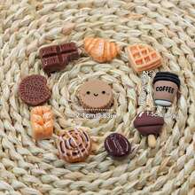 10pcs Chocolate Biscuit, Coffee Bean, Bread Dessert Food Shoe Charms, Cute Girly Style, Outdoor Shoes Boots Decor Accessories, Detachable Button Decorations, Fun DIY Shoe Accessories, Suitable For Men&Women, Girls Clogs Decoration