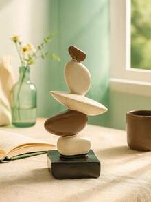 Zen Balanced Stone Sculpture - Minimalist Desktop Decor, Suitable For Dorm, Study, Bedroom | Back To School Gift, Boho Room Decor, Autumn Holiday Ornament - Multicolor - View 10