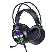 AOC GH120電競遊戲耳機 RGB炫彩動態燈效 大驅動單元 輕量化頭戴設計 全指向降噪麥克風 遊戲專業裝備 黑色 - 黑色 - 查看 1