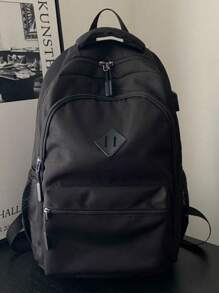 返校新款经典轻便耐用多功能时尚舒适大容量双肩包，适合各种场合，秋冬季 - 黑色 - 查看 7