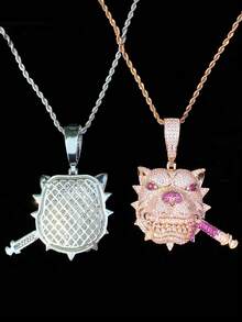DUBSS 1 Piece Iced Out Dog Cigarette Necklace Pendant For Men Prong Setting Plated Hip Hop Jewelry - Dog - View 6