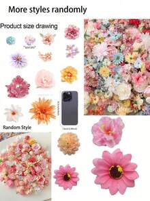 21件套DIY悬挂式花环，含鱼线 - 20朵涤纶人造花，随机颜色漂浮花瓣，营造春日花瓣雨场景，是婚礼、订婚、婚礼装饰的理想之选 | 绚丽花环 | 人造花，花卉装饰 - 彩色 - 查看 4