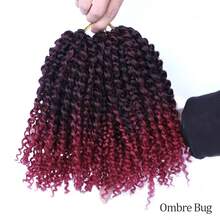 8 英寸卷曲渐变色 3 件 Marly Bob 接发 Jerry 钩针编织蓬松非洲卷曲钩针辫子合成发短蓬松非洲弹簧扭结钩针编织发女士非洲卷曲头发钩针辫子合成钩针接发日常使用
