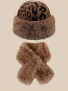 2件套涤纶抓绒针织帽围巾套装，秋冬季情人节礼物