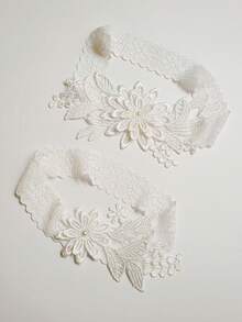 2 件套时尚白色蕾丝蓝色仿珍珠花浪漫婚礼新娘伴娘性感吊袜带腿链套装（图案随机）情人节 - 白色 - 查看 4