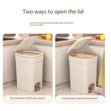 Basurero con pedal moderno con tapa, de gran capacidad, a prueba de olores, bolsa de basura sellada, apta para cocina, sala de estar, dormitorio - Papelera rectangular de plástico de moda, decoración dorada, solución para basurero de cocina | Basurero de moda | Estructura de plástico, basurero para sala de estar