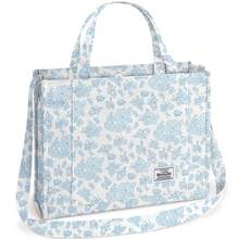 Corduroy Handbag, Square Casual Bag, Stylish Commuting Bag With Large Pocket, Women Shoulder Bags Work Handbags Everyday Hobo Bag(Blue Flowers) - 藍花 - 查看 1