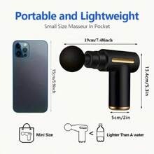 RAF Portable Rechargeable Fascia Massage Gun With 4 Replaceable Massage Heads, Deep Tissue Relaxation, USB Charging, Lithium Battery, Sports And Outdoor Electronics Accessories