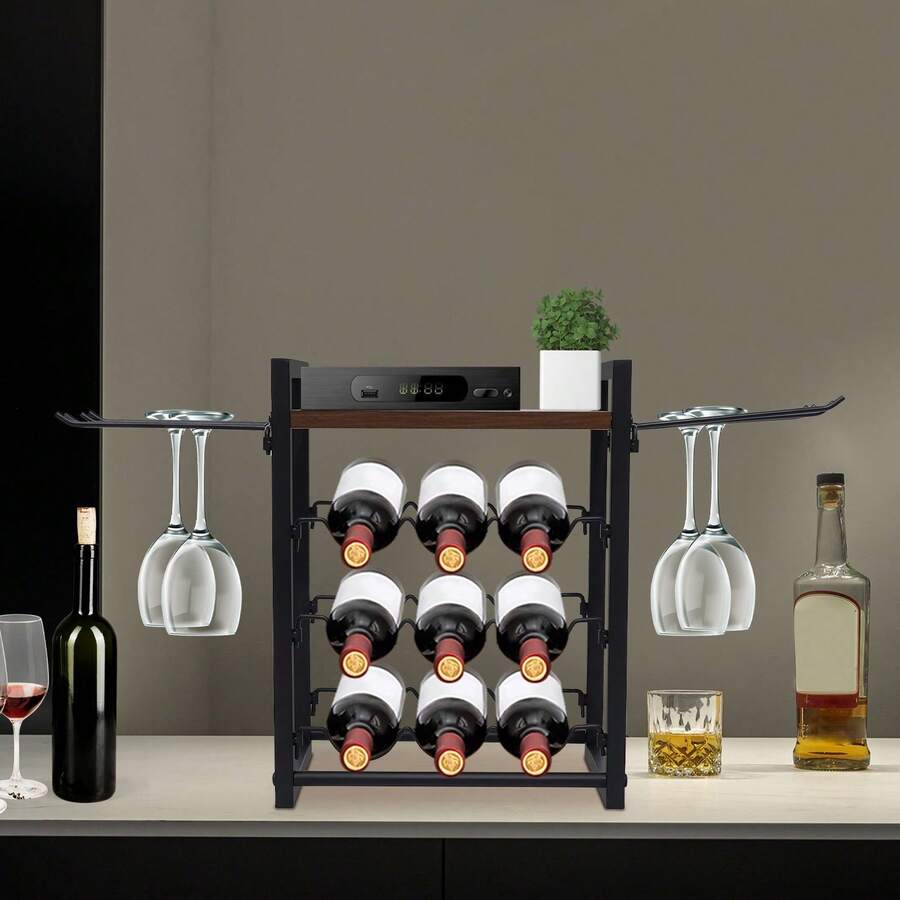 OUKANING Wine Rack, Wine Storage Rack, Countertop Wine Rack - 黑色 - 查看 1