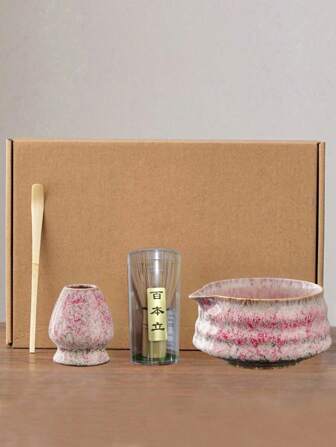 1pc/4pcs Raku Matcha Bowl, Ceramic Tea Set Accessories, Matcha Whisk, Tea Brush, Japanese Tea Stirrer, Back To School Set, Holiday Gift Set