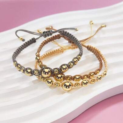 Pulsera hecha a mano con baño de oro de 18K, estilo vintage europeo y americano, joyería de lujo versátil