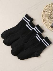 6 Pairs Black Versatile Sports & Casual Socks For Men And Women, Soft, Skin-Friendly, Comfortable, Breathable, Odor-Resistant For School And Daily Wear - Black - View 2