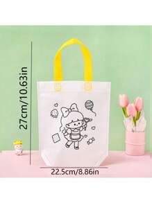 4 Stücke/6 Stücke/8 Stücke/12 Stücke/16 Stücke Studenten DIY Malerei Graffiti Taschen, Campus Geschenk Cartoon Vliesstoff Malvorlagen Tragetaschen (Handfarbe zufällig, Stilkombination zufällig, volles Muster im Detailbild), für Schulmaterial, Rückkehr zur Schule