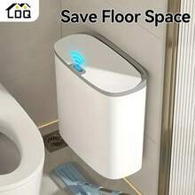 Smart Trash Can With Automatic Sensor Lid - Hands-Free Operation, Touchless Closure, Space-Saving Wall Mount, Odor-Sealing Technology - Ideal For Bathroom, Kitchen, Office - Battery-Powered (Batteries Not Included) - Modern White Design, Small Bathroom Trash Can, Spacesaving Waste Bin, Contemporary Aesthetics, Sleek Plastic Bin, Smooth Powder Coat