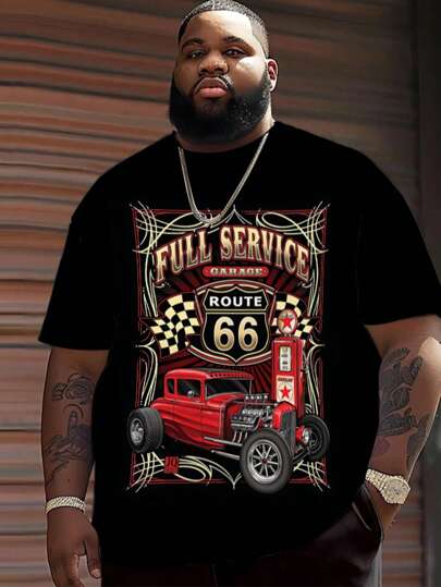 Camiseta masculina plus size com estampa de carro 3D Vitality para o verão - manga curta, estilo vintage, para passeios de verão, moda urbana e uso diário