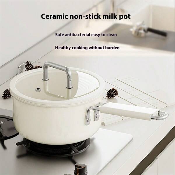 Large Capacity Ceramic Glazed Milk Pot, Multi-Function Non-Stick Pot, Suitable For Induction Cooktop, Baby Food