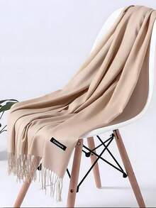 1pc 190*70cm Outdoor Classic Solid Color Windproof Sand Proof Lightweight Shawl Scarf, Suitable For Men And Women For Dress - Khaki - View 3