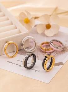 1 Peça Anel de Cerâmica Incrustado de Cobre e Zircônia Personalizado e na Moda, Adequado para Mulheres e Casais, Pode Ser Usado como Presente de Aniversário, Feriado ou Aniversário de Casamento
