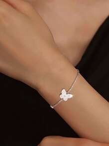 1 Peça Pulseira de Borboleta de Prata Esterlina S925, Presente Elegante e de Acessórios, Uso Diário Leve e Luxuoso, Decoração Versátil de Zircônia