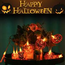 1 件 3 米/118.11 英寸 20 LED 空心南瓜灯串电池供电非常适合家庭幽灵主题派对花园庭院酒吧俱乐部卧室家庭客厅万圣节装饰万圣节装饰灯家居装饰派对装饰万圣节装饰房间装饰万圣节花园装饰礼物仙女