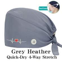 1 buah Topi Kerja Dokter Gigi Bordir, Unisex, Cocok untuk Panti Jompo, Salon Kecantikan, Topi Elastis yang Dapat Dicuci dengan Kancing, Sepanjang Musim - MultiWarna - View 13