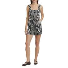 FARM Rio Monochrome Linen-Blend Botanical-Print Romper |  | Women Active Dresses
