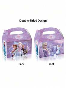 12/24件套动漫主题派对礼品冰雪奇缘安娜公主礼盒卡通动漫人物形象派对节日生日装饰糖果便携纸盒