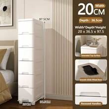 Bedroom/Living Room Minimalist Bedside Drawer Cabinet, Storage Rack With Wheels, Multifunctional File Cabinet, No Pull Handle Design - Multicolor - View 8