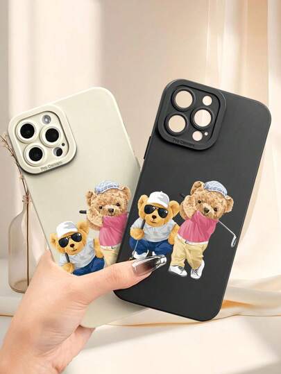 حافظة هاتف خريفية جمالية مطبوعة بنقوش دببة زوجية لعبة الجولف الإبداعية توفر حماية شاملة بدرجة 360 درجة لهواتف آيفون 17 و 17 إير و 17 برو و 17 برو ماكس و 11 و 12 و 13 و 14 و 15 و 16 برو ماكس و XR و X/XS و 7 و 8 بلس و 16E