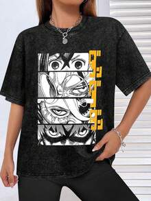 EWH Fashion, Men's, Anime, T-Shirt, Pattern, Street Style, Comfortable And VersatileDG004 - màu đen - Xem 2