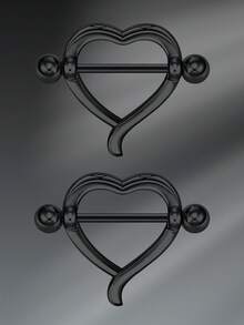 CIZME 1Pair Funky Stainless Steel Heart Nipple Cuff For Women For Daily Decoration, Non Piercing Nipple Rings Fake Nipple Rings Clip On Nipple Fake Piercing Nipple Jewelry Cubic Zirconia Cute Heart Faux Nipple Rings - Nipple Rings - View 7