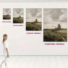 1 Stück 2D flache, rahmenlose Wandkunst Schneeberglandschaft im Retro-Stil, Sommerlandschaft in warmen Farben, Bauernhaus-Französisch-Landdekor für Innen- und Außenbereich, geeignet für chemische Faser-Leinwand, Schlafzimmer, Küche, Klassenzimmer, Landschaftsdekorations-Poster - Verschiedenfarbig - Übersicht 3