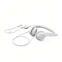 Logitech Auriculares USB H390 con cancelación de ruido, micrófono omnidireccional giratorio, control de volumen en línea, diadema cómoda y almohadillas transpirables, esenciales para centros de llamadas de clases en línea, color blanco - Blanco - Ver 2