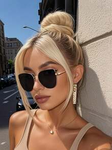 1pc Metal Full Frame Classy Aesthetic Shades Basics Classic Women Fashion Glasses For Back To School Wedding Music Festival Outdoor Casual Activities Tropical Beach Vacay Beach Party Accessories Butterfly Shape - Multicolor - View 4