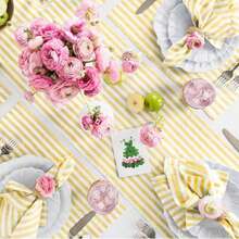 1pc Vibrant Yellow & White Striped Table Runner - Texture Polyester Rectangular Tablecloth For Dining Tables, Coffee Tables, Home Decor - Durable Kitchen & Restaurant Decorative Accent, Dining Table Decoration - Multicolor - View 4
