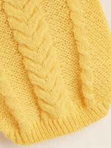 1pc Warm Classic Striped Cable Knit Solid Color Candy Color Small Dog Sweater, High Elasticity Poodle Pullover, Multi-Color - Yellow - View 6