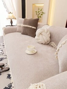 1 件欧式花卉蕾丝沙发垫套,奢华简约沙发套,防滑防尘防刮,适用于卧室客厅办公室装饰,适合所有季节 - 卡其色 - 查看 4