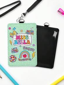 1 pieza Portaidentificación de cuero personalizado para maestros, regalo para maestros, regalo de aprecio a maestros, regalo de regreso a clases, portaidentificación personalizado con tema de útiles escolares, regalo de útiles escolares para maestros, impresión gráfica, suministros de regalo de Navidad, regalo de la semana de aprecio a maestros - Multicolor - Ver 11