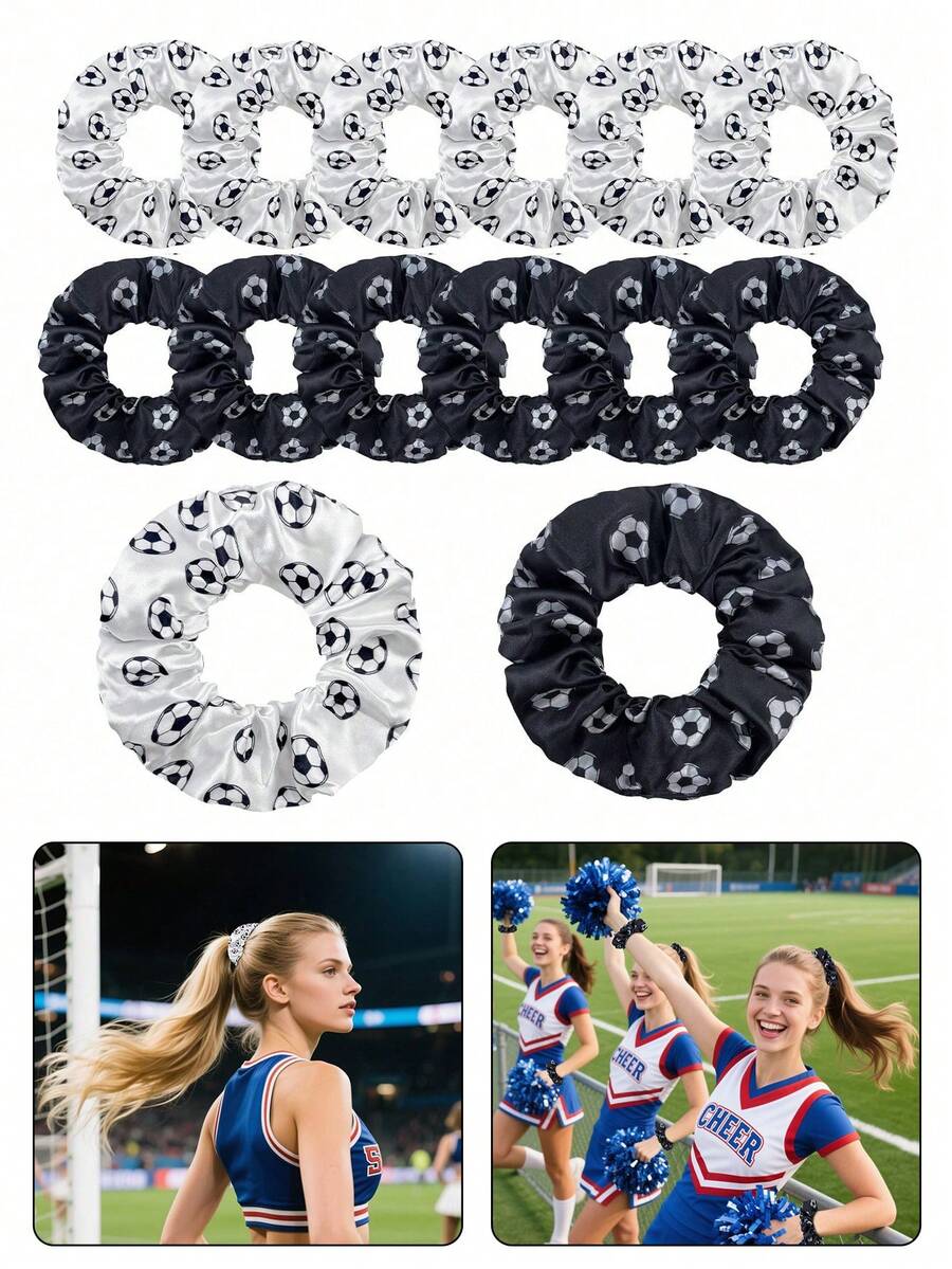 6/2/1 pièce Chouchous de football, Élastiques à cheveux thème football pour femmes, Bandeau élastique imprimé football, Cadeau de fête, Encourager pour les dames Chouchou de football, Chouchou en satin de football imprimé football, Bandeau en soie imprimé football, Élastique à queue de cheval de football, Retenteur de queue de cheval de football pour femmes