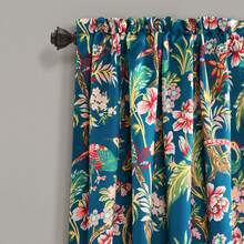 LUSH DECOR Dolores Light Filtering Window Curtain Panels Blue 52x95+2 Set Halloween-Fall Decor-Room Decor - 海軍藍/多色 - 查看 2