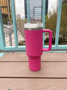 STANLEYSINCE 1913 40 OZStainless Steel Tumbler Double Wall Vacuum Insulated Portable Drinking Cup Travel Lced Coffee Mug  Summer Drinkware With Handle And Straw, Perfect ForTravel, Home, Office, Gift, Lce Drinks And Hot Drinks - Màu Hồng Tươi - Xem 3