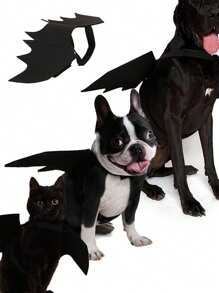 1pc Halloween Pet Bat Costumes - Adjustable Harness Fits Cats & Small Dogs - Puppy Collar Leads Cosplay Bat Costume For Pet Halloween Party Favors