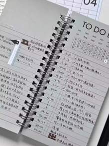 140 Pages A6 Slim Spiral Notebook, Multifunctional Planner, Diary, Weekly/Quarterly Planner, Agenda, Functional Notebook