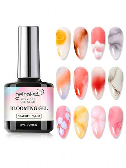 Blooming Gel, Removable UV/LED Gel Nail Polish, Creates Tie Dye Effect, Magical Marble Watercolor Floral Blooming Nail Polish, Semi-Permanent Manicure Nails