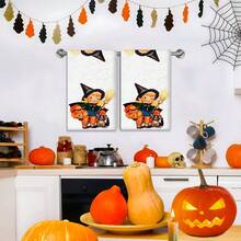 2/4 Pcs Halloween Themed Dish Towels, Super Absorbent Microfiber Modern Dish Cloths, Cooking And Baking Tea Towels, Printed Washcloths, Cleaning Towels, Hand Towels, Soft And Highly Absorbent, Great Gift For Neighbors, Moms, Friends, Birthday, Halloween, Housewarming, Kitchen Decor, Household Essentials - Multicolor - View 8