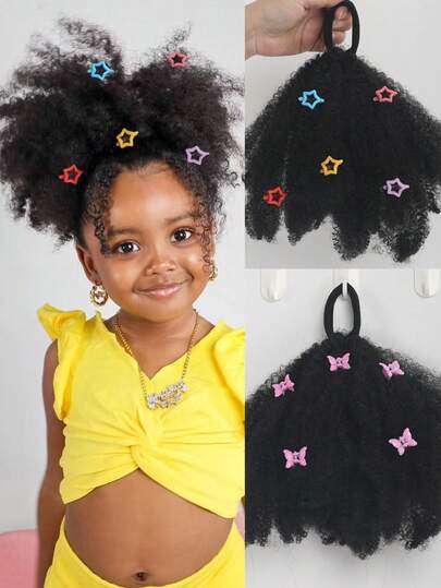 1pc Soft & Cute 8-Inch Children's Fluffy Hair Scrunchie, Elastic Hair Band Twist Ponytail, Mini Size, Puffy & Stretchy, Suitable For Baby Girls