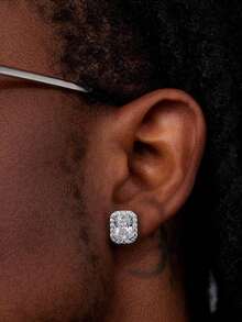 rainonme 0.5CT*2 Post Princess Cut Moissanite Stud Earrings For Women Blingbling Elegant Party S925 Earrings All Seasons Fashionable Classic Wedding Jewelry, High-Quality Women's Jewelry, Ideal Choice For Daily Wear And Vacation, Engagement Wedding Anniversary Birthday Christmas Gifts Special Occasions Day Gift, Sparkling Gorgeous Jewelry, Graduation Seasons Gifts, 2025 Summer Beach Vacation Style Jewelry - 0.5ct*2 - View 2