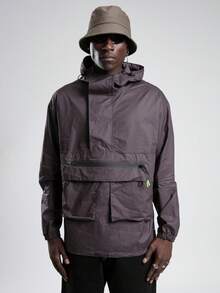 男士全印花拉链中式立领长袖休闲夹克 - 灰色 - 查看 1