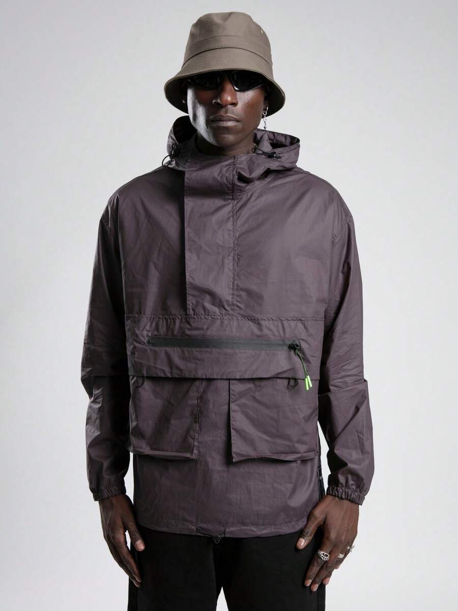 男士全印花拉链中式立领长袖休闲夹克 - 灰色 - 查看 1