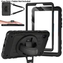 1 个库存保护套兼容 iPad 第 10/9/8/7/6/5/4 代 8.3'' 10.9/11''/ 9.7''、iPad 11(A16 2025) iPad (A16) 11 英寸第 11 代 2025 Galaxy Tab A8 10.5 英寸 2022 带 PET 薄膜 iPad Pro/Air6/Air7 11 2018/2020/2021/2022/2024/2025 防震保护套带铅笔架 [360° 旋转手带] 和支架 - 黑色(附黑色肩帶) - 查看 3